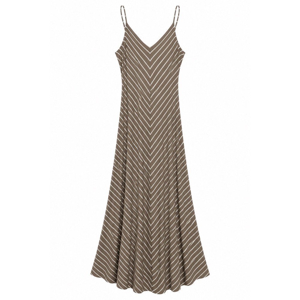 KUT from the Kloth Taupe White Chevron Maxi Dress KD20401 Large Made in USA